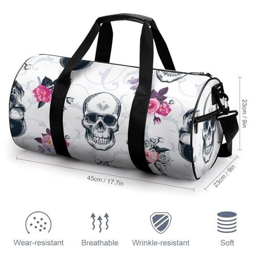 Duffel bag crâne de fleur au design artistique et format week-end 45x23x23cm - 2