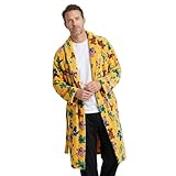 Ripple Junction Grateful Dead Dancing Bears Men's Plush Robe Tie Waist Loungewear Yellow One Size