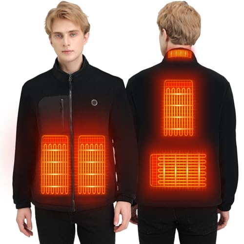 Mincoo Chaqueta Calefactable Hombre USB,Chaqueta Invierno Con Batería 10000 mAh,Ropa Calefactable Con 5 Zona De Caldaie, 8 Livello De Caldaie Ajustable
