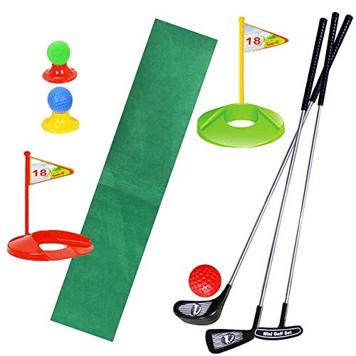 Ssccgym Garden Practice Golf Toys Sports Toys Game with Stainless Golf Clubs Balls Kits Golfer for Kids 14PCS