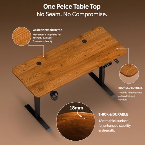 Image of Dr Luxur Stallion Electric Standing Desk | XL Large Height Adjustable Desk | 110KG Load | 3 Memory Presets | Zero Wobble | Child Lock | Low Noise Motor | 5 Year Warranty (Honey Pine, 1400 * 600 mm)