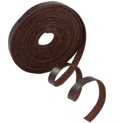 GORGECRAFT 5M Leather Strap Strip 8mm Wide Flat Genuine Leather Cord String Natural Cowhide Braiding Threads Rope for Bracelets Necklace Jewelry Making Guitar Belts DIY Crafts