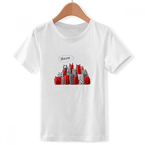 T-shirt blanc chat col rond vêtement animaux garçon XX-Grand multicolore