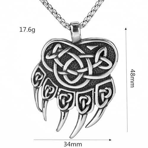 Collier Viking griffe d'ours en acier inoxydable bicolore