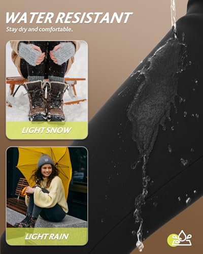 CAMPSNAIL Fleece Lined Leggings Women Water Resistant - Thick Thermal Warm High Waisted Pants with Pockets for Winter Snow3