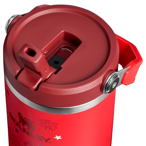 Image of STANLEY IceFlow 2.0 Flip Straw Tumbler with Handle 30 oz | Twist On Lid and Flip Up Straw | Leak Resistant Water Bottle | Insulated Stainless Steel | BPA-Free | Chili Red Fireworks