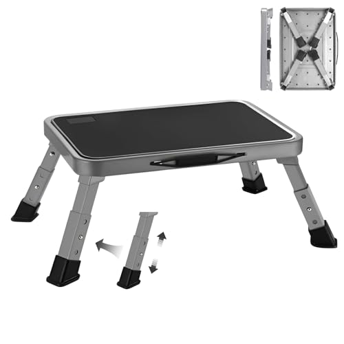 RV Step Stool Foldable 1-Step Ladder Sturdy Metal Stable Step Stool with a Non-Slip Platform Supports up to 500 lb with Non-Slip Rubber Feet, Easy to Carry (3-Level) by Mifami - Used condition - US$29.42