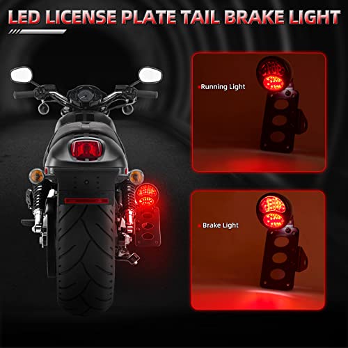 Image of Amazicha Motorcycle 3 /4 inch Axle Hole Side Mount License Plate Bracket LED Brake Tail Light Compatible for Harley Davidson Sporster Bobber Chopper cafe