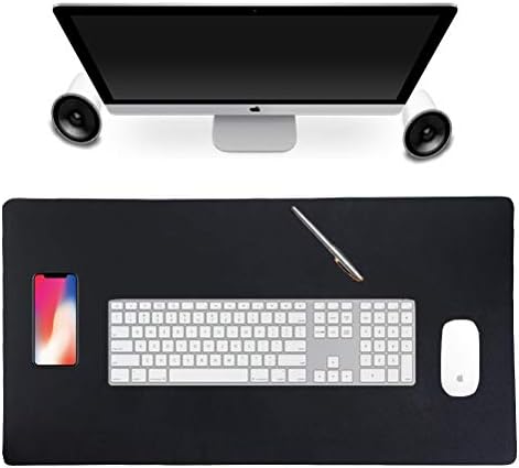 Urvigor Desk Pad Blotter Protector 36 x 17 Inches Extra Large Desk Mat Artificial Leather Non-Slip Laptop Keyboard Mouse Pad, Perfect Desk Mate for Office and Home, Rectangular, Black