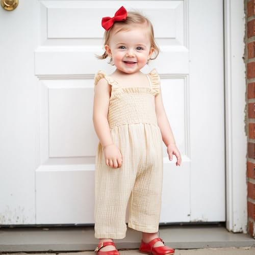 Toddler Baby Girl Romper Bodysuit Smocked Overalls Pants Plaid Sleeveless Halter One Piece Jumpsuit Summer Clothes2