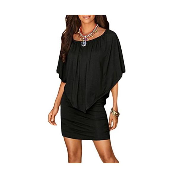 Sidefeel-Women-Off-Shoulder-Ruffles-Bodycon-Mini-Dress Sidefeel Women Off Shoulder Ruffles Clubwear Mini Dress Large Black