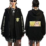 Symish One Piece Trafalgar Law Corazon Hoodies Cosplay Costume Jolly Rogers Zip Jacket Sweatshirt Long Sleeve Unisex ,Black H/3XL