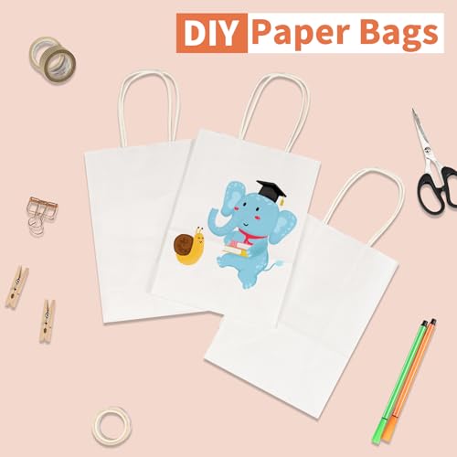 Image of RACETOP White Gift Paper Bags 25 Pack 8x4.5x10.8 in Medium with Handles