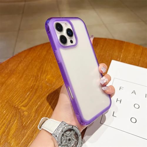 Coque iPhone 13 Pro Max transparente en acrylique rigide antichoc avec contour violet