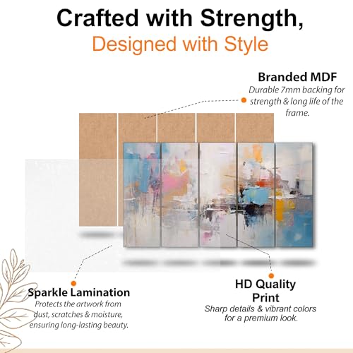 Image of The Castle Decor Abstract art painting with frame Big Size 27x48 Wall art for living room,Bedroom,Drawing room,Hotels-Wooden Framed-329