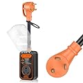 GEMEK RV Surge Protector 30 Amp Waterproof, 9800 Joules Upgraded RV Power Surge Protector with Safety Certification,RV Adapter Plug for Camper,Circuit Analyzer for Travel Trailers,Mobilhome (Orange)