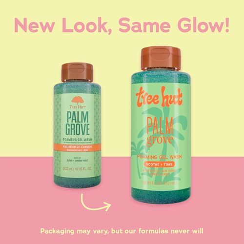 Image of Tree Hut Palm Grove Foaming Gel Wash, Hydrating & Moisturizing Body Wash with Shea Butter & Nourishing Essential Oils, Daily Cleanser for Soft Smooth Skin, 18 fl oz (Pack of 2)