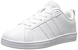 adidas NEO Advantage Vs K Sneaker (Little Kid/Big Kid), White/White/Metallic Silver, 5 M US Big Kid