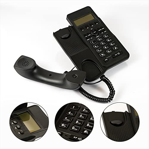 Corded Telephone Landline Telephone, Dual Interface Wired Telephone Big Button Landline Phones With Caller Identification Suitable For Office, Front Desk, Home, Hotel, Corded Landline (Black) #TOP2