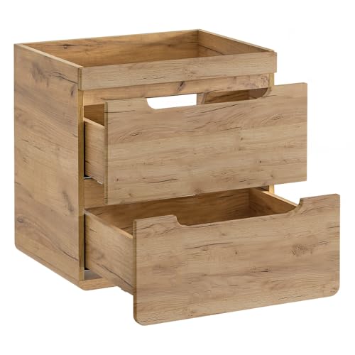 Lomadox Badmöbel Waschtisch-Unterschrank Set 61 cm, Eiche Dekor, 41 cm Keramik-Waschbecken, 2 Softclose-Schubkästen, B/H/T ca. 61/76/46 cm Lomadox Badmöbel Waschtisch-Unterschrank Set 61 cm, Eiche Dekor, 41 cm Keramik-Waschbecken, 2 Softclose-Schubkästen, B/H/T ca. 61/76/46 cm
