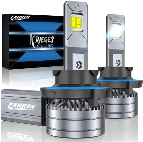 Fahren Krieges H13/9008 LED Headlight Bulbs, 120W 20000LM 600% Brighter LED Headlights Conversion Kit 6500K Cool White IP68 Waterproof Halogen Bulb Replacement Quick Installation