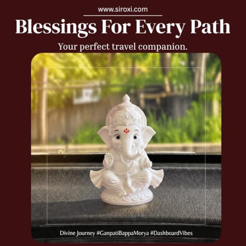 Image of Shri Ganesha Idol Murti, 8 cm Height, Bal Ganesh, 3D Printed, PETG Material, Light Weight, God Ganesha Idol for Car Dashboard, Home Decor, Puja, Gift, Office Desk, Pooja Mandir