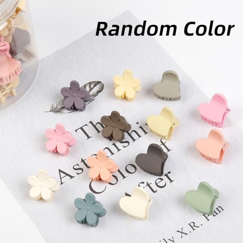 100Pcs Colorful Mini Flower Hair Clips Set, TEBIEKOY Small Hair Clips Mini Heart Hair Claw Clip Cute Jaw Clips Hair Pins Hair Barrettes Tiny Flower Hair Accessories for Women - Thumbnail 3
