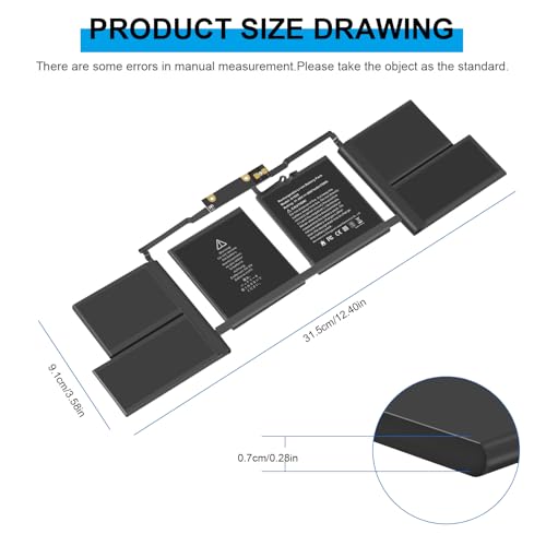 Image of ASUNCELL A1707 A1820 Battery for MacBook Pro 15 inch 2016 2017 Touch Bar Version Model A1707 EMC 3162 3072 Identifier MacBookPro13,3 & MacBookPro14,3