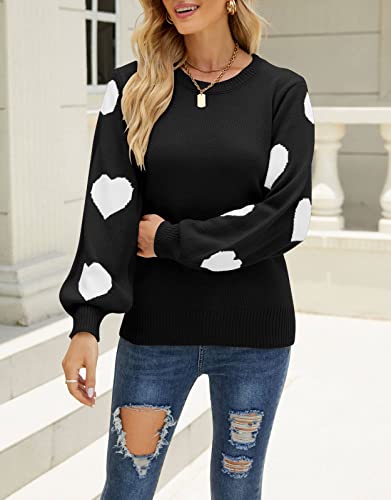Image of Women's Pullover Sweaters Cute Multi-Hearts Knitted Casual Sweater