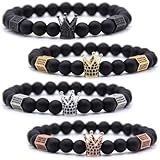 HYHONEY Crown Bracelets Bead Bracelet Mens Bracelet Womens Bracelets Matching Couple Zircon Crown Fashion Jewelry Elastic Adjustable Charm Jewelry for Men Women