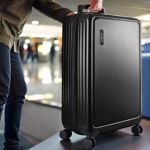 Image of Luggage Sets 2 Piece, 24 Inch Suitcase and 28 Inch Luggage with Spinner Wheels, Durable Hard Shell Suitcase Set, Expandable Travel Suitcases with Wheels, Jet Black
