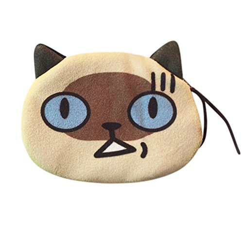 Preisvergleich Produktbild Teelong Geldbörse für Damen und Mädchen, süßes Katzengesicht, Tierdruck, Plüsch, Münzgeldbörse, klassische Handtasche, für Reisen, Einkaufen, Strand Gr. One size, F