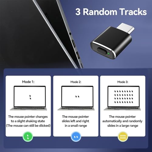 Mouse jiggler indetectable USB C con 3 modos de movimiento para mantener tu PC activa 3