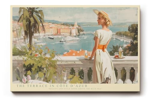 Paul Sinus Wandbild 45x30cm The Terrace in Côte d’Azur elegantes Sommermotiv mit Frau auf Terrasse â€¦ – Miniatur