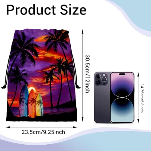 Image of Purple Palm Trees Gymnasts Grip Bag Lightweight Drawstring Bags for Gym Sports