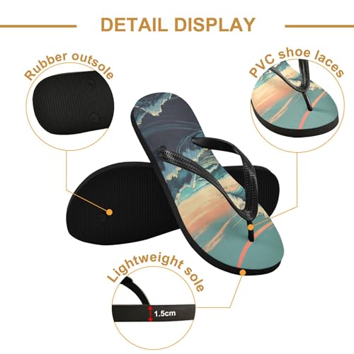 Burbuja Sea Wave Flip Flops for Women Men, Soft Thong Sandals Rubber Slippers for Pool Beach Essentials3