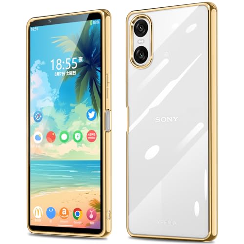 Sony Xperia 10 VI �P�[�X �N���A SO-52E SOG14 �G�X�N�y���A10vi �J�o�[ ���� �ϏՌ� �y�� �\�t�g tpu ���^ �S�ʕی� �w�ʃN���A ���� �d�C�߂��� ���b�v�z�[���t�� (Xperia 10 VI, �S�[���h)