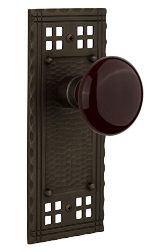 Get Special Price Nostalgic Warehouse Craftsman Plate with Brown Porcelain Knob, Passage - 2.375", Oil-Rubbed Bronze