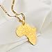Africa Map Pendant Chain Necklace Men African Gold Plated Map Pendant Necklace (45cm by 3mm Chain, Gold Color With Country Names)