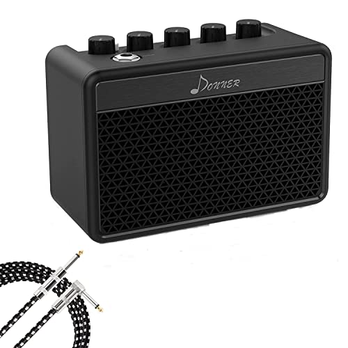 Donner Mini Guitar Amp Small Electric Guitar Amplifier 5W & Donner Guitar Cord Amp Cable 10 ft