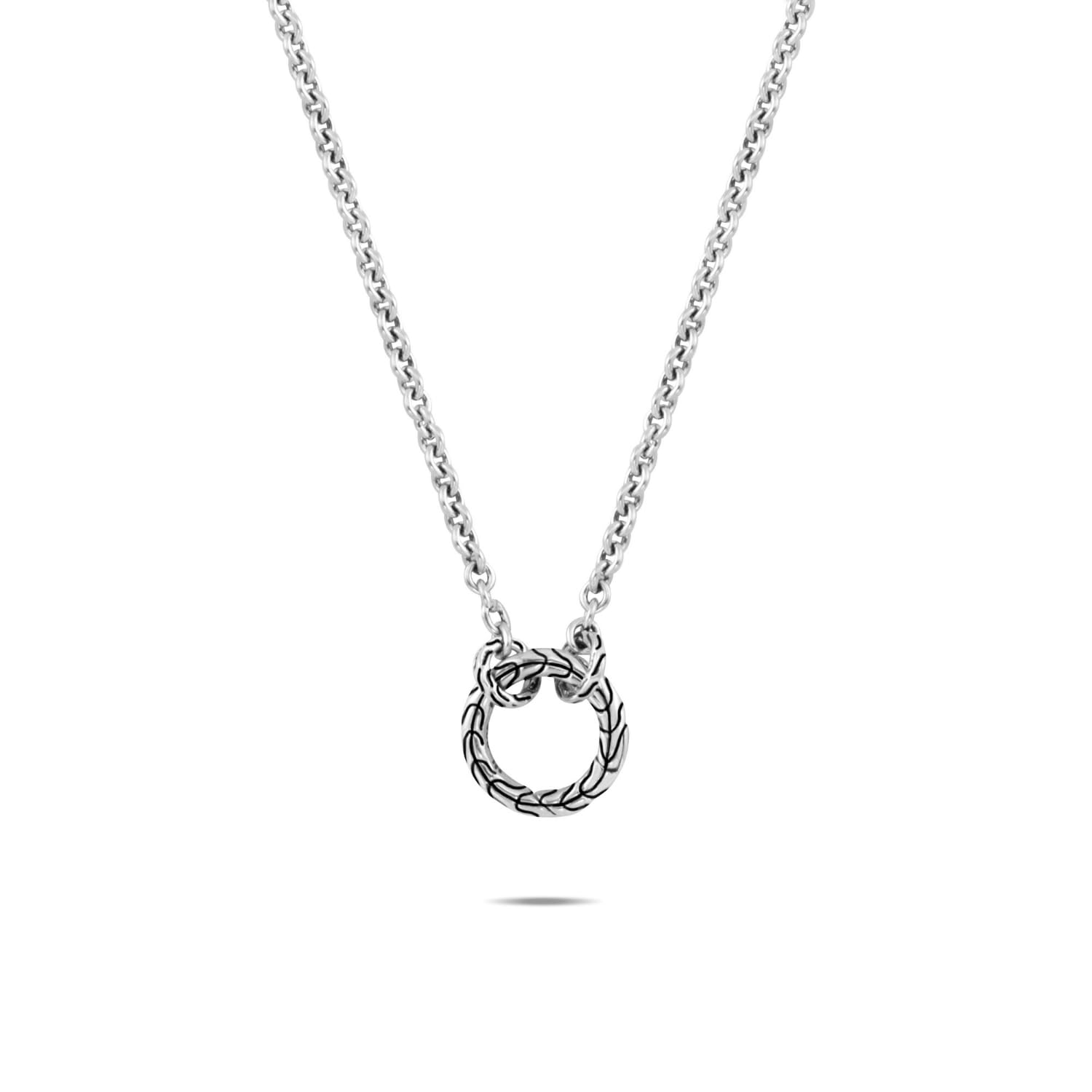 John Hardy Classic Chain Collection Rolo Chain Necklace, 925-Sterling Silver 2.45MM Keyring Necklace with Silver Pendant Connector, Size 18