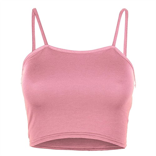 Image of GirlzWalk Women's Ladies Crop Top Ladies Strappy Sleeveless Camisole Bralet Stretchy Vest (Baby Pink, SM 8-10)