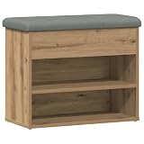 Gecheer Scarpiera Panca Portascarpe, con Cuscino Imbottito per Indossare e Togliere Scarpe Comodamente, 62x32x50 cm, in Truciolato con Finitura Rovere Artigianale, per Corridoio e Soggiorno