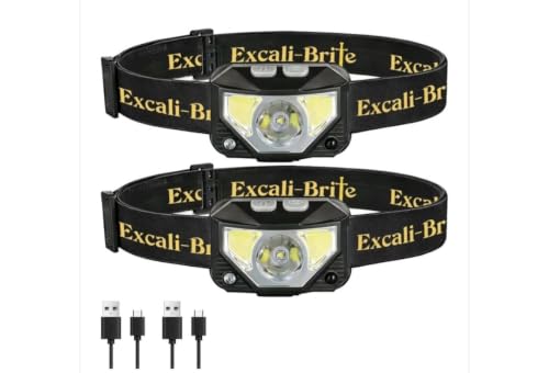 Headlamp Flashlight, Lumen Bright Head Lamps LED Rechargeable Camping | Ultra-Light, with White Red Light, 2-Pack Waterproof Motion Sensor Headlight, 8 Modes for Outdoor Running Hiking Fishing
