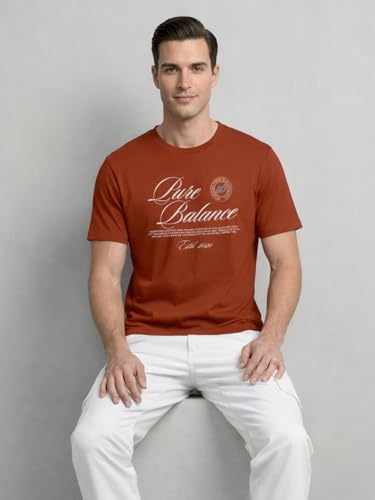 Image of Nobero 100% Cotton T Shirts for Men Stylish | Regular Fit | Graphic Printed T Shirts for Men 180 GSM Combed Cotton | Round Neck Half Sleeve