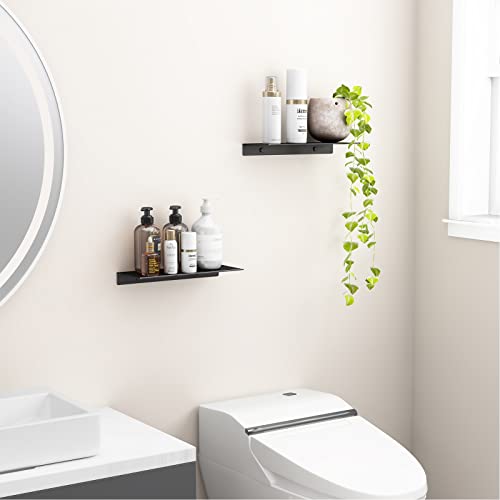 Black Floating Shelves For Wall Storage, Metal Wall Shelves For Living Room, Bathroom, Kitchen, 12” Small Display Shelves For Collectibles(2 Pcs) #TOP4