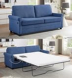 ONBRILL Pull Out Sofa Bed, 2-in-1 Full Size Convertible Sleeper Sofa Couch with Pull Out Bed, USB Charging Port, Hide a Mattress with Menmory Foam, Loveseat Couch for Living Room, Blue