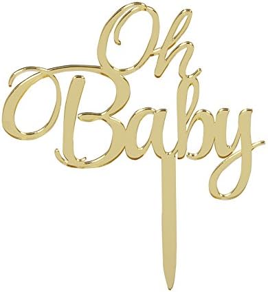 Gold Oh Baby Cake Topper Monogram Baby Shower Happy Birthday Party Decoration