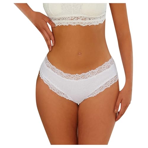 Generisch Calzoncillos para mujer, bragas para mujer, calzoncillos para mujer, braguitas brasileñas, bragas de encaje, suaves, bragas hipster para mujer, paquete múltiple suave S XL, Blanco, M