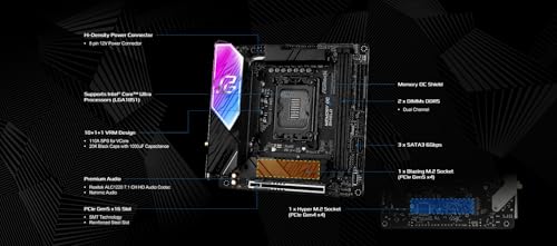 Image of ASRock Phantom Gaming B860I Lightning WiFi 6E Intel Core Ultra B860 LGA1851 DDR5 9333 MHz 128GB M.2 Mini ITX Motherboard Thunderbolt SATA3 6.0 Gb /s PCIe 5.0